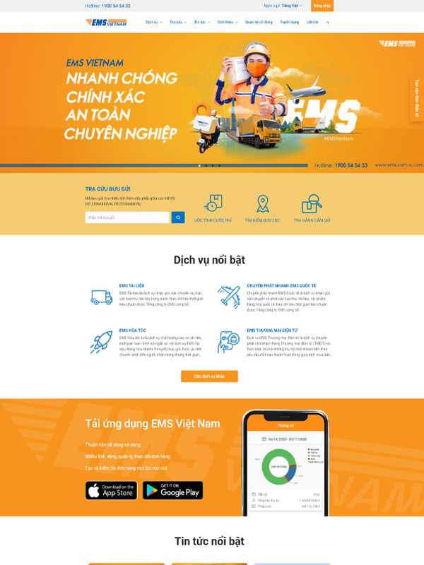 Mẫu thiết kế website chuyển phát nhanh
